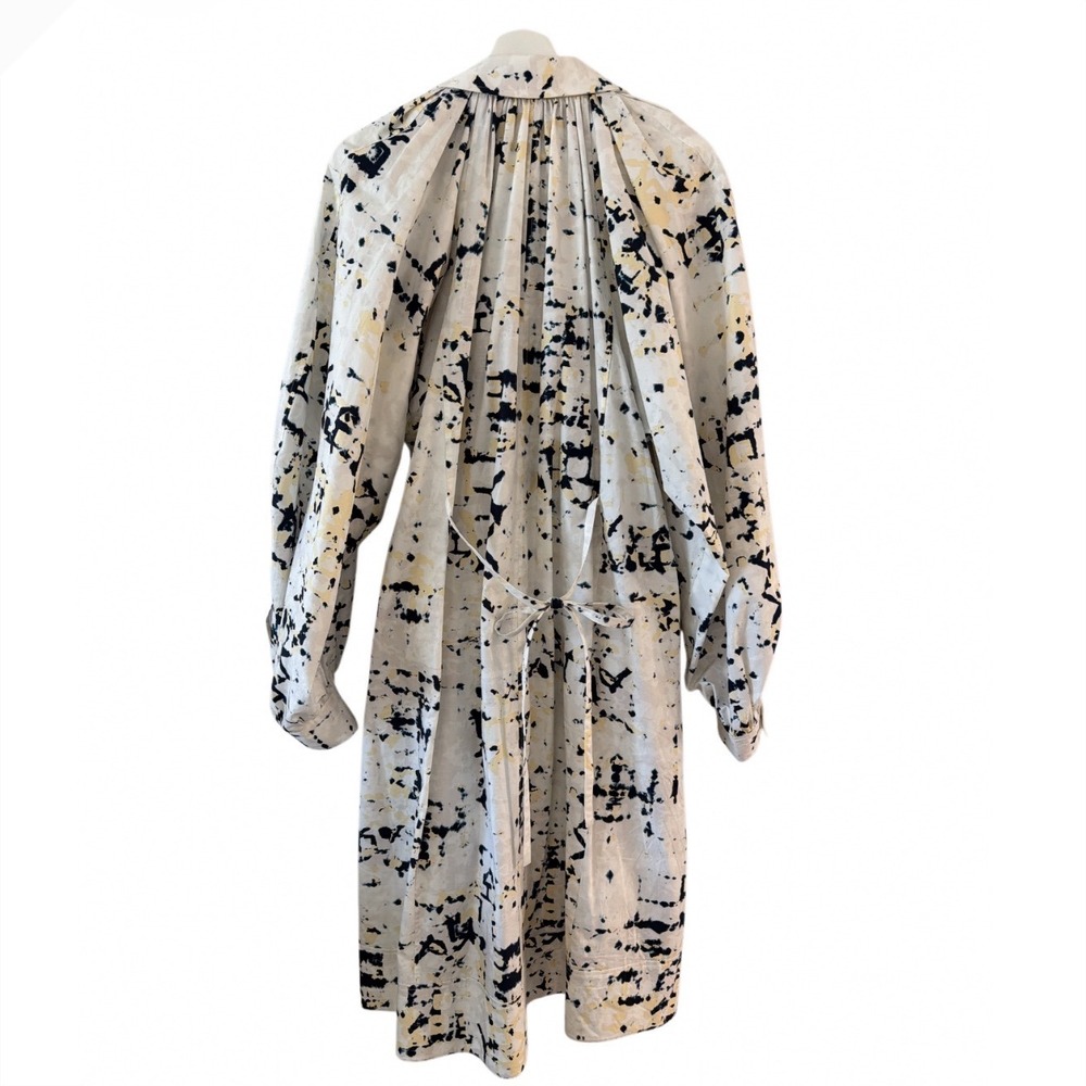 3.1 Phillip Lim Womens Large White Abstract Ink Blot Cotton Lantern‎ Shirt Dress - Picture 3 of 13